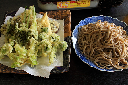 山菜の天ぷらとそば